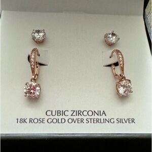 Giani Bernini 2-Pc. Cubic Zirconia Earring Set in 18K Rose Gold Sterling Silver